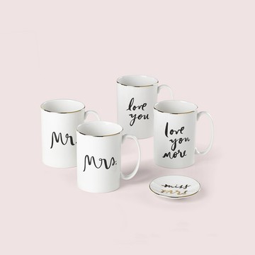 【Kate Spade New York】婚禮派對馬克杯-2入 客製卡片 新婚禮物 結婚贈禮 結婚禮物 送禮推薦 茶杯 咖啡杯 對杯組