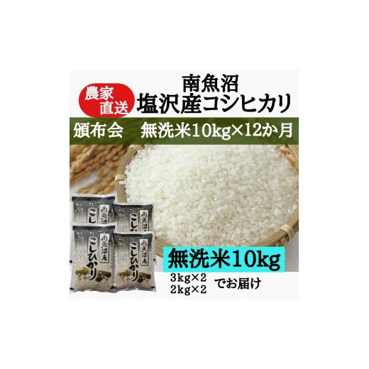 ふるさと納税 新潟県 南魚沼市 農家直送！令和5年産　南魚沼塩沢産コシヒカリ　無洗米10kｇ×12ヶ月