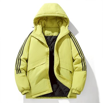 ONE牌同工廠 棉服男 冬季連帽三條杠棉服外套 保暖加厚棉衣男 休閒運動外套 情侶防風防水棉襖 麵包服外套 開衫棉服外套