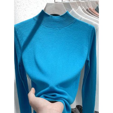 羊絨針織衫女半高領打底衫內搭秋冬洋氣春裝毛衣大碼中領長袖上衣