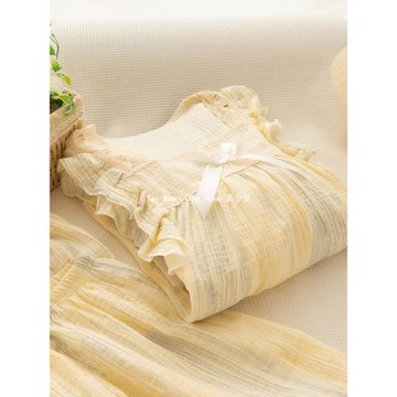 『畫少女』日系睡衣女款春秋冬季2025新款純棉紗布長袖家居服套裝