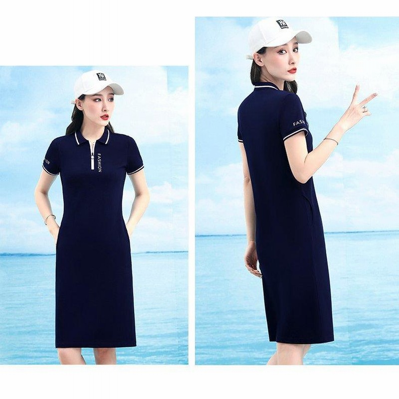 ポロワンピース レディース スポーツウェア ゴルフウェア ポロシャツ ワンピース 丈長め ゴルフ 吸汗 半袖 カジュアル 通販 Lineポイント最大get Lineショッピング
