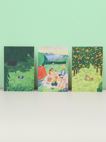 ANF Illustrated Postcards Set of 3 [Green]
