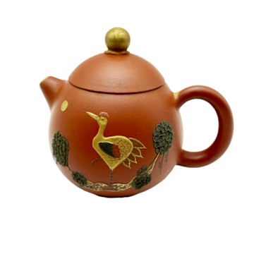 藏茶轉運-硃砂描金茶壺B02