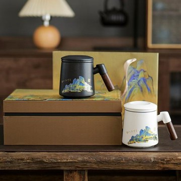 公司周年慶年會送客戶國風商務禮品可制logo辦公杯高檔禮盒裝實用