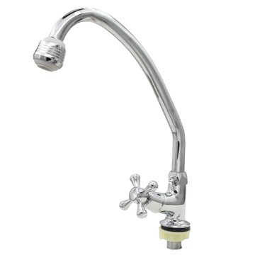 清島牌 十字鵝頸立式自由栓 30cm 頂部高度 附兩段式水波器 鋼白鐵橡膠材質  1個