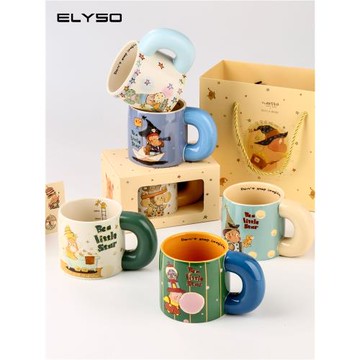 ELYSO星星人聯名杯子馬克杯陶瓷杯情侶水杯生日禮物女生伴手禮盒