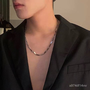 🔥台灣熱賣DIY🔥項鏈男潮男個性簡約鈦鋼不掉色嘻哈加長款帥氣裝飾鏈子菱形鎖骨鏈 0R5E
