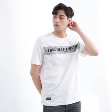 無限拼接簡約印字TEE(白色)-男