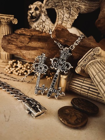 【巴洛克系列】法式皇冠鑰匙  925純銀 墜飾 (不含鍊)