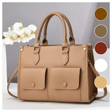 AKARA 歐美時尚優雅皮革款斜背包單肩包(手提包 肩背包 手拿包 皮包 大容量)