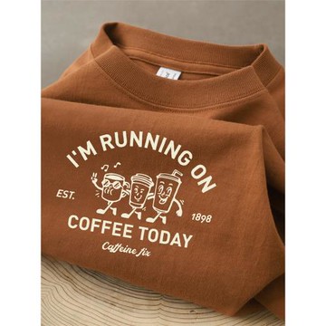 搭念270g重磅暗焦糖美式復古印花圓領T恤男南瓜色休閑短袖女夏季