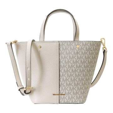 MICHAEL KORS-防刮MK拼接皮革兩用水餃包32803(香草白)mini款