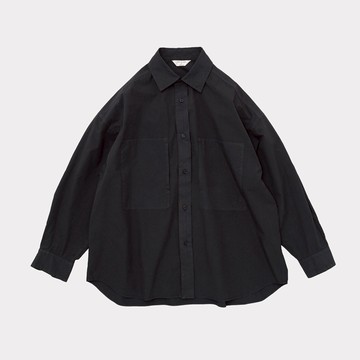 日本Still By Hand 桃子表面觸感微彈性落肩微寬鬆日式隱藏雙口袋長袖襯衫