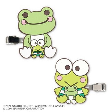小禮堂 Sanrio 三麗鷗 大眼蛙 x Pickle the frog 泡菜蛙 矽膠造型髮夾2入組 (抱娃娃)