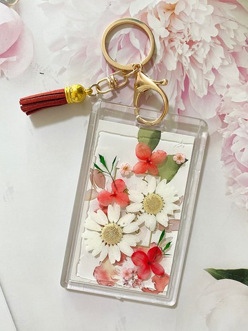 真花押花證件套/識別證/票卡套/悠遊卡/八達通 配流蘇鑰匙圈匙