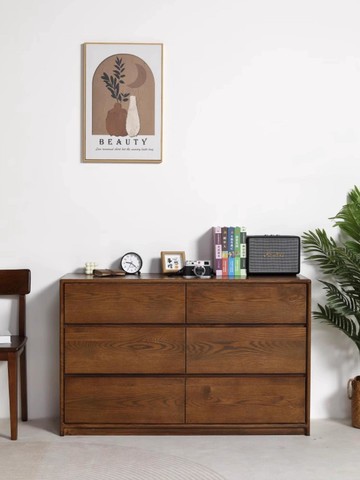 實木紅橡木九斗櫃六斗櫥落地電視櫃儲物櫃抽屜收納風格斗櫃[DD220109]