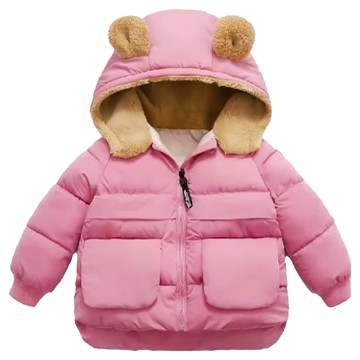 兒童款 羽絨棉小熊外套  120碼(105~115cm)  粉色  1件
