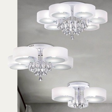 輕奢華進口水晶珠／玻璃藝術半吸頂燈 18-61581、61582、61583