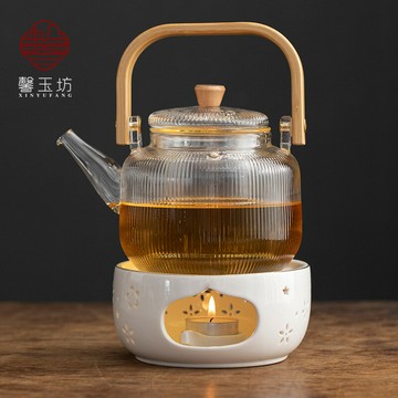 花茶玻璃壺蠟燭加熱溫茶爐餐廳下午茶保溫煮茶爐水果茶煮茶器套裝