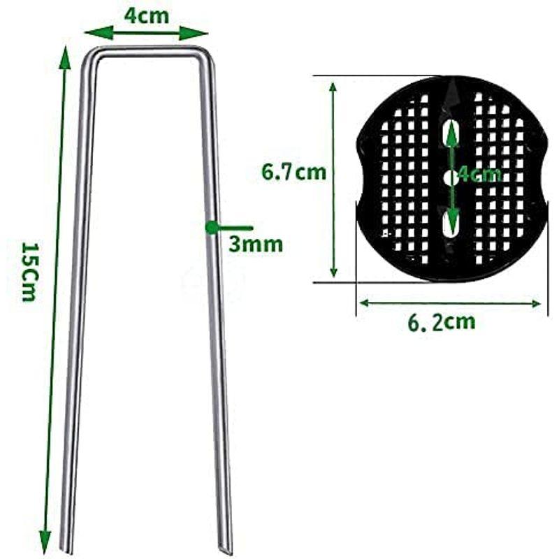 園芸用 防草シート 押さえピン Uピン杭 100セット 固定ピン 黒丸付 人工芝 固定マルチ (押さえピン)
