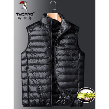 啄木鳥輕薄羽絨服白鴨絨馬甲男冬季立領保暖背心百搭休閑外套坎肩
