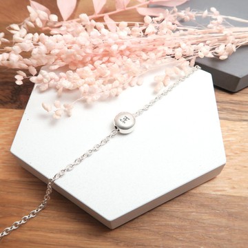 ART64 純銀 檸檬薄荷糖(大) 雙面刻字款 圓形銀珠手鍊 925純銀手鍊 客製化刻字 女生手鍊