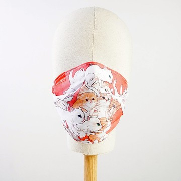 1片，salu布口罩，貓波浪紋，5層，防塵，防塵