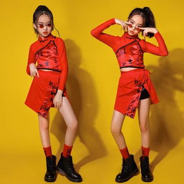 六一兒童中國風演出服復古國潮女童嘻哈走秀爵士舞年會表演服潮裝