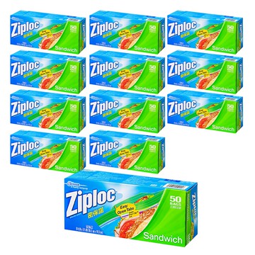 Ziploc 密保諾 三明治袋精巧包  16.5 x 14.9cm  50個  12盒