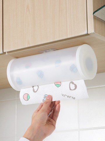 保鮮膜收納架 廚房保鮮膜收納掛架家用懶人抹布掛鉤置物架免打孔壁掛式卷紙架子『XY22711』