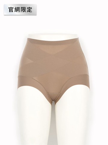輕透極彈高腰交叉收腹褲-卡其  | 官網限定