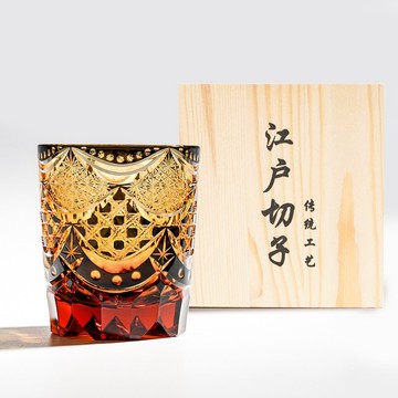 日式江戶切子 星幕宮紋典藏雕刻威士忌杯 客製化刻字 退休禮物