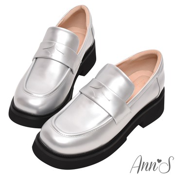 🧧開運好鞋9折入手🧧Ann’S鏤空潮流星芒-顯瘦輕量厚底樂福鞋4.5CM-銀