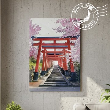 日本製帆布畫・伏見稻荷大社、京都・日本風景・送禮、擺設、裝飾