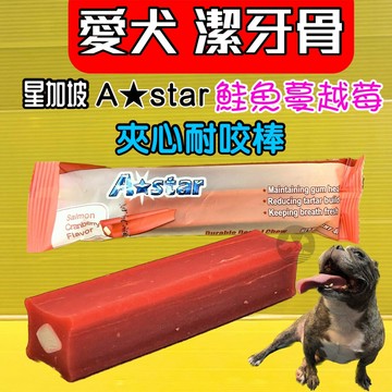 ⚜️四寶的店⚜️附發票~一蔓越莓鮭魚夾心單支約40g/入 耐咬棒  潔牙骨 18週以上幼犬 成.老 阿曼特 附發票 A-star Bones