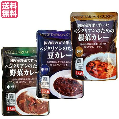 カレー レトルト カレールー ベジタリアンのためのカレー３種セット（レトルト）中辛 200g 桜井食品 送料無料