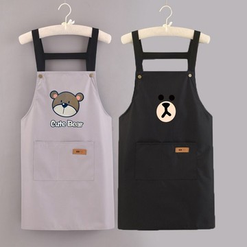 YOG-圍裙防水防油男女款廚房做飯圍腰素色簡約背帶大兜餐廳工作服加長