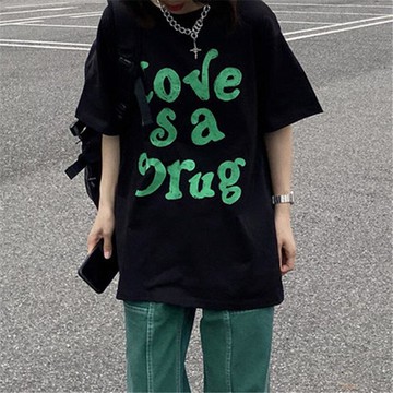 美式街頭短袖t恤女夏季新款寬松ins潮牌原宿風hiphop上衣