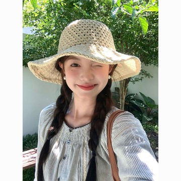 『高品質』鏤空漁夫帽子女 夏季出遊度假防曬遮陽帽太陽帽 帽子 防曬帽 時尚 防曬帽子遮臉防紫外線 遮陽帽大帽簷 防曬帽子