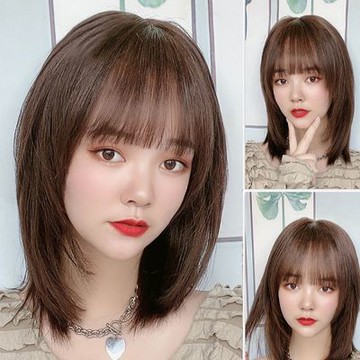 [米蘭精品] 現貨+預購 女假髮短假髮整頂真髮透氣假髮片輕量免打理隱形增髮整頂假髮-鎖骨髮3色74gy16