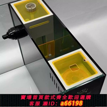 【台灣公司 可開發票】側濾一體式魚缸珊瑚缸淡海水通用水族箱桌面海缸背濾金晶