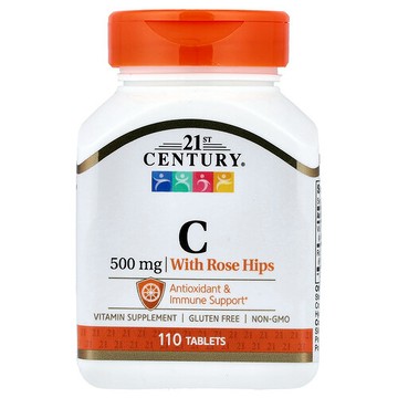 21st Century, 含玫瑰果的維生素 C，500 毫克，110 片
