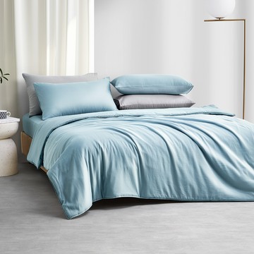 J-bedtime 床寢時光 萊賽爾天柔絲純色雙人被套 AB版 PM7707M  210 x 180cm  天藍色
