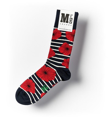 MrD London 英倫紳士襪 – 虞美人花 – 藍白