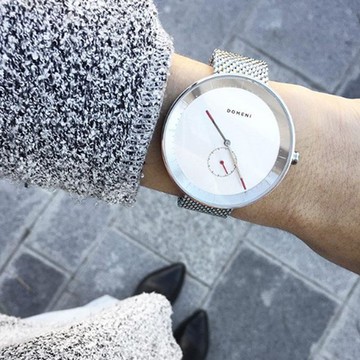 DOMENI COMPANY 經典系列不鏽鋼單眼女錶  (知性白錶盤/銀)