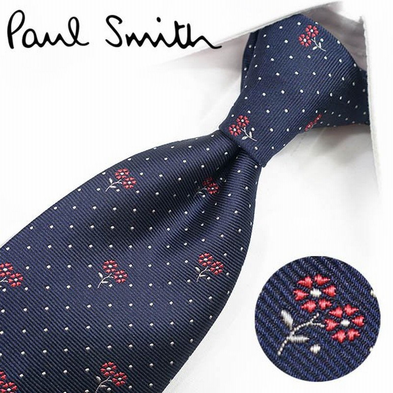 絶対一番安い Paul Smith ネクタイ ネイビー ドット シルク