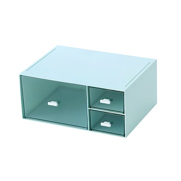 桌面抽屜收納盒 邊緣光滑 堅固耐用  藍色  2層