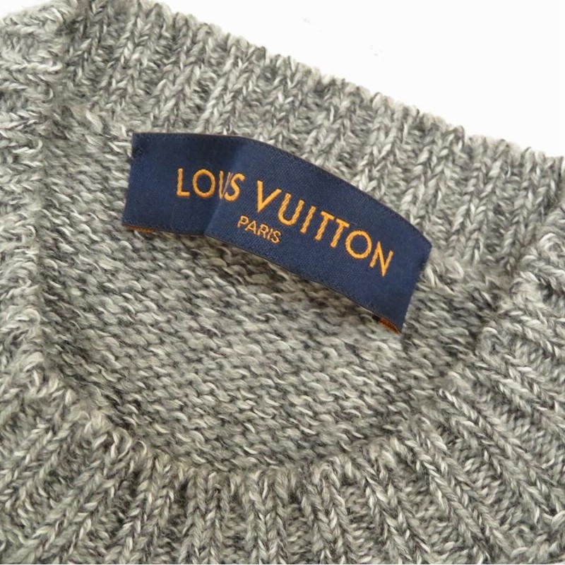 新品同様 ルイヴィトン LVリスト MERCI ロゴプリント カシミヤ ニットセーター グレー サイズS メンズ 0038 LOUIS VUITTON  | LINEショッピング