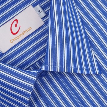 【CHINJUN】男士商務襯衫 抗皺加強 長袖 短袖 藍色白條紋 6075 s6075